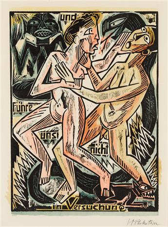 MAX PECHSTEIN (1881 - 1955) Das Vater Unser VIII: Und führe uns nicht in Versuchung.                                                             